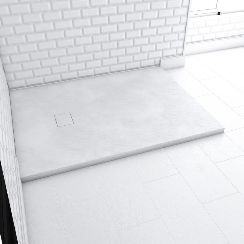Receveur de douche Stone 2 blanc rectangle 90 x 120 cm AURLANE Receveur de douche Stone 2 blanc rectangle 90 x 120 cm AURLANE
