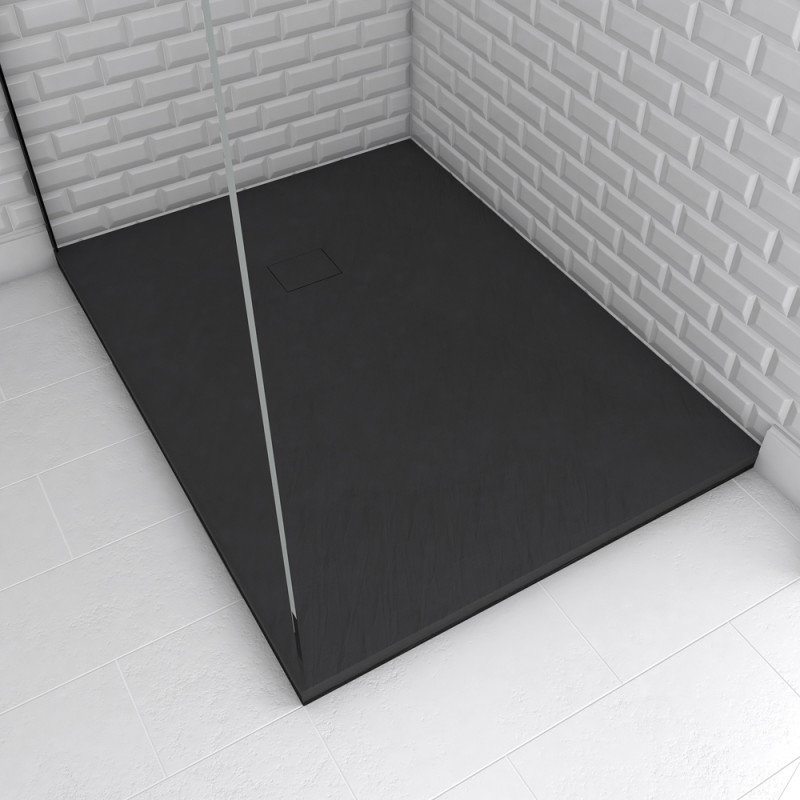Receveur de douche Stone 2 noir rectangle 90 x 120 cm AURLANE Receveur de douche Stone 2 noir rectangle 90 x 120 cm AURLANE