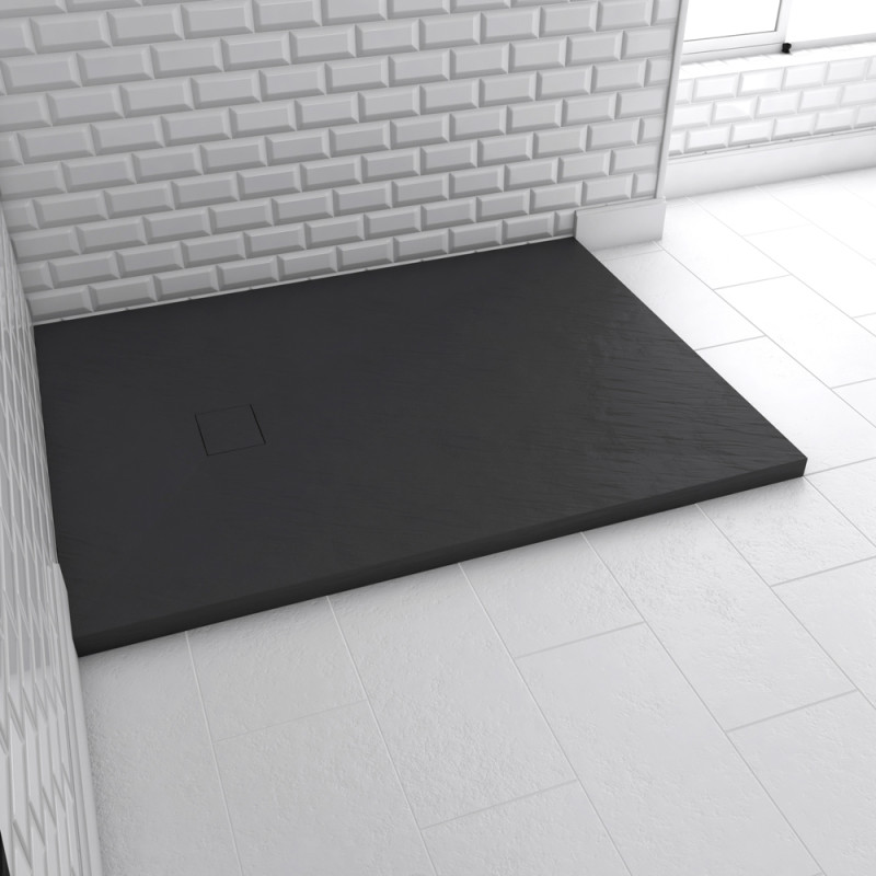Receveur de douche Stone 2 noir rectangle 90 x 120 cm AURLANE Receveur de douche Stone 2 noir rectangle 90 x 120 cm AURLANE