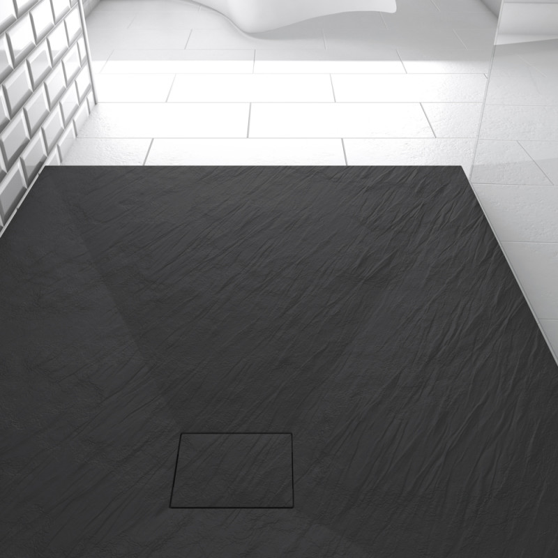 Receveur de douche Stone 2 noir rectangle 90 x 120 cm AURLANE Receveur de douche Stone 2 noir rectangle 90 x 120 cm AURLANE