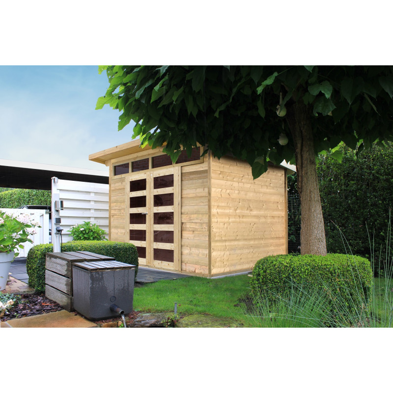 Abri de jardin en bois Verona 28 mm, double porte, 3 x 2,4 m | SOLID
