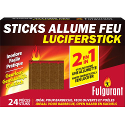 Bâtonnets allume-feu FULGURANT — 24 pièces – Allumage rapide | FULGURANT CHAUFFAGE