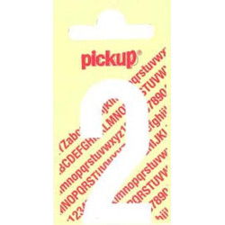 Chiffre 2 adhésif vinyle blanc 4x6cm – Signalisation claire | PICKUP
