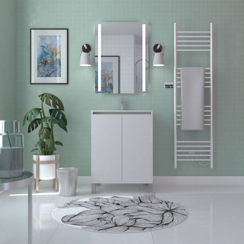 Meuble sous-plan Atos 60cm Blanc – Rangement Salle de Bain | AURLANE