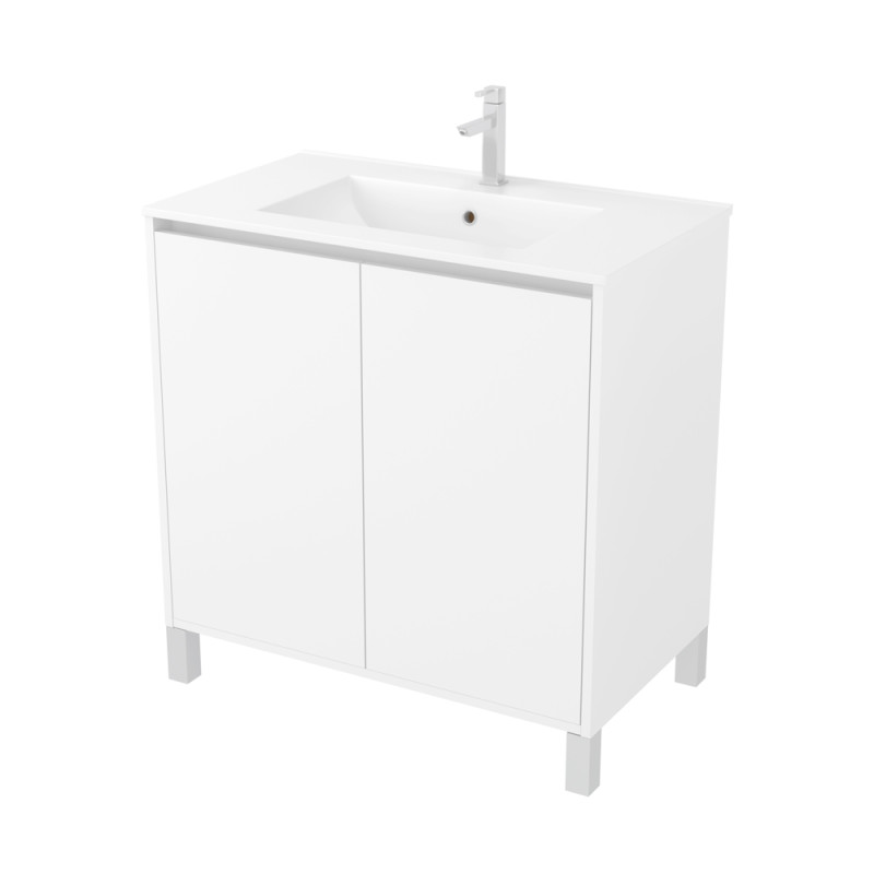 Meuble sous-plan Atos avec portes blanc 80 cm AURLANE