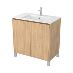 Meuble sous-plan Atos chêne clair 80cm – Rangement salle de bain | AURLANE