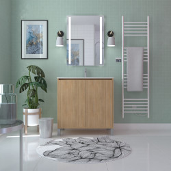 Meuble sous-plan Atos chêne clair 80cm – Rangement salle de bain | AURLANE