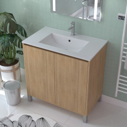 Meuble sous-plan Atos chêne clair 80cm – Rangement salle de bain | AURLANE