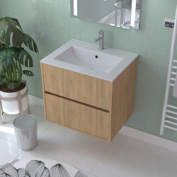 Meuble sous-plan Atos 60cm Chêne Clair 2 Tiroirs | AURLANE