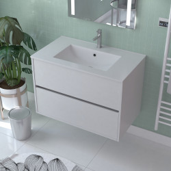 Meuble sous-plan Atos 80cm Blanc 2 Tiroirs | AURLANE