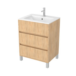 Meuble sous-plan Atos 60cm Chêne Clair 3 Tiroirs | AURLANE