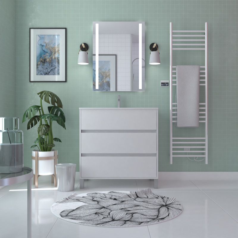 Meuble sous-plan Atos 3 tiroirs blanc 80cm | AURLANE