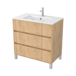 Meuble sous-plan Atos 80cm Chêne Clair 3 Tiroirs | AURLANE