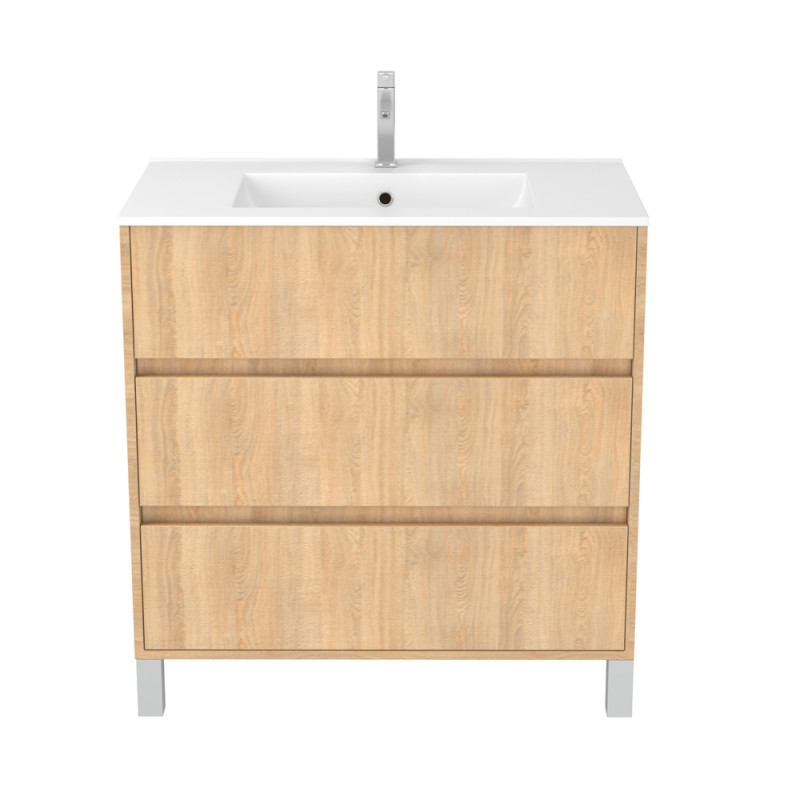 Meuble sous-plan Atos 80cm Chêne Clair 3 Tiroirs | AURLANE