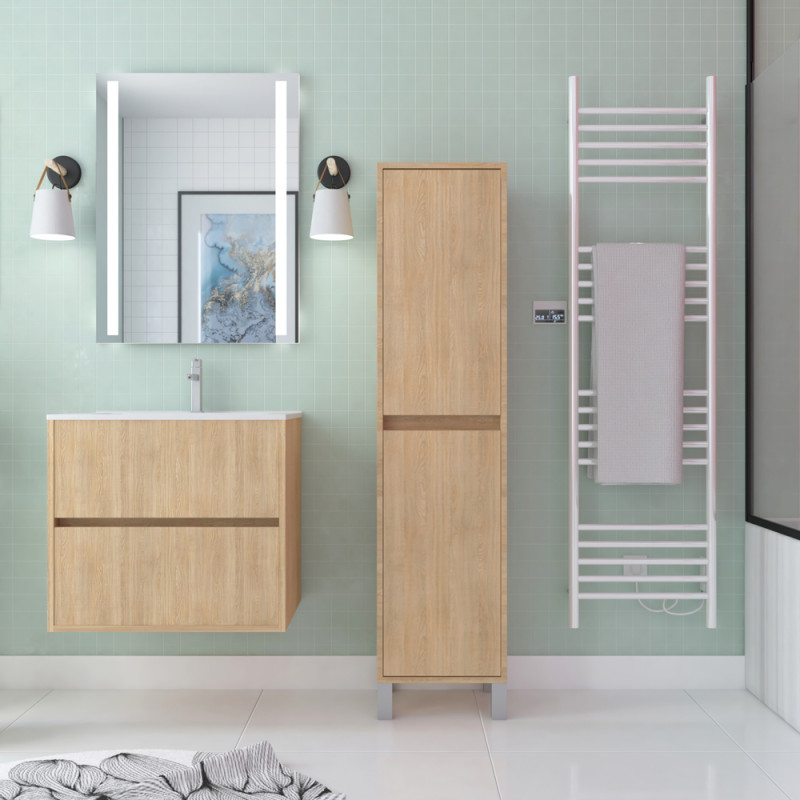 Colonne de salle de bain Atos chêne clair 160cm | AURLANE Colonne de salle de bain Atos chêne clair 160cm | AURLANE