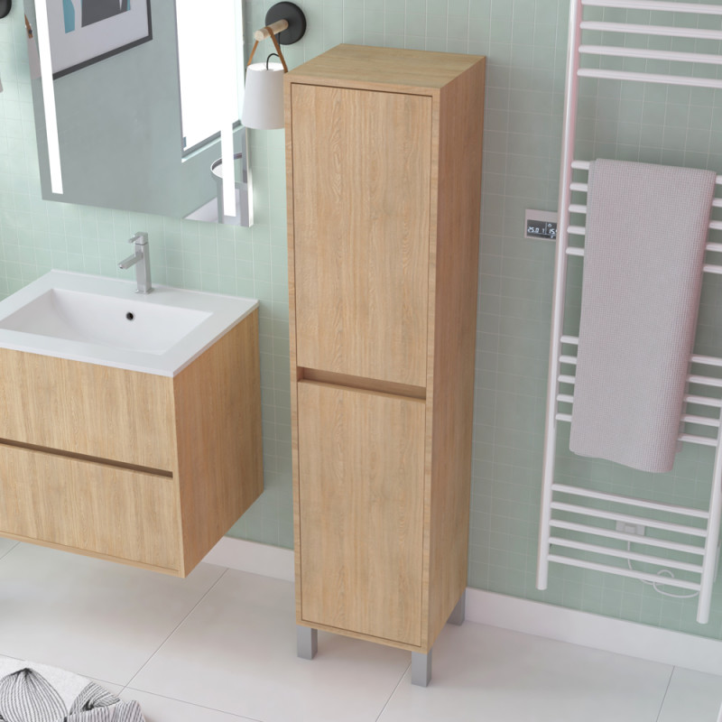 Colonne de salle de bain Atos chêne clair 160cm | AURLANE Colonne de salle de bain Atos chêne clair 160cm | AURLANE