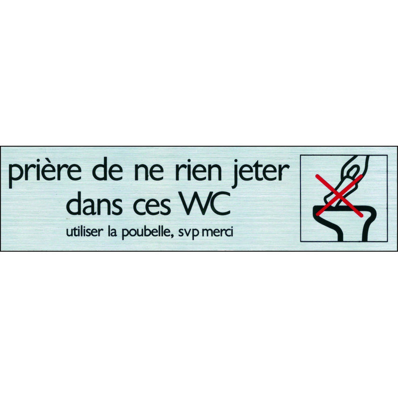 Plaque adhésive ne rien jeter dans ces WC 16,5 x 4,4 cm