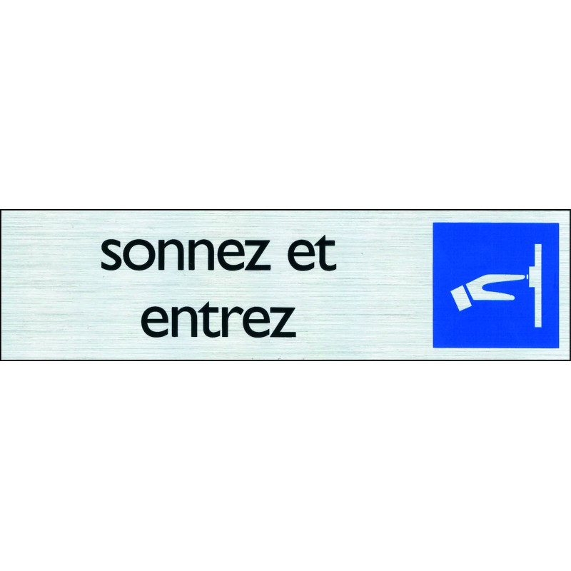 Plaque adhésive sonnez et entrez 16,5 x 4,4 cm