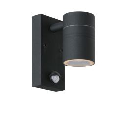 Applique extérieure LED Arne noire avec détecteur de mouvements GU10 5 W LUCIDE