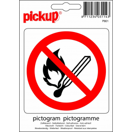 Pictogramme adhésif en vinyle flamme interdite 10 x 10 cm