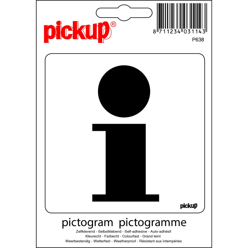 Pictogramme adhésif en vinyle information 10 x 10 cm