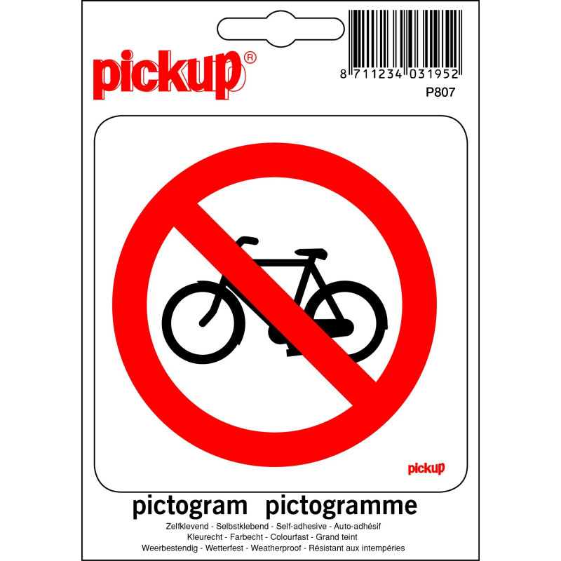 Pictogramme adhésif en vinyle interdit aux vélos 10 x 10 cm