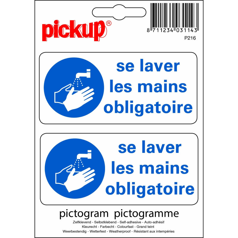 Pictogramme adhésif en vinyle lavage des mains obligatoire 10 x 10 cm