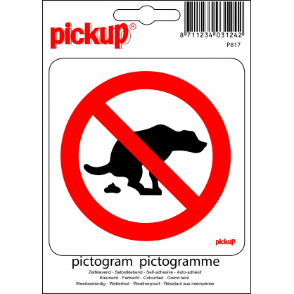 Pictogramme adhésif en vinyle déjection canine interdite 10 x 10 cm
