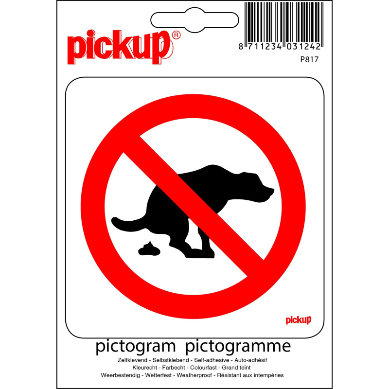 Pictogramme adhésif en vinyle déjection canine interdite 10 x 10 cm