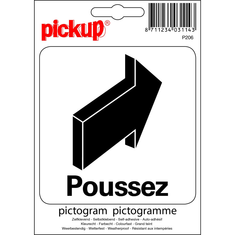 Pictogramme adhésif en vinyle poussez 10 x 10 cm