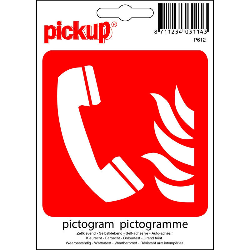 Pictogramme adhésif en vinyle téléphone en cas d'incendie 10 x 10 cm