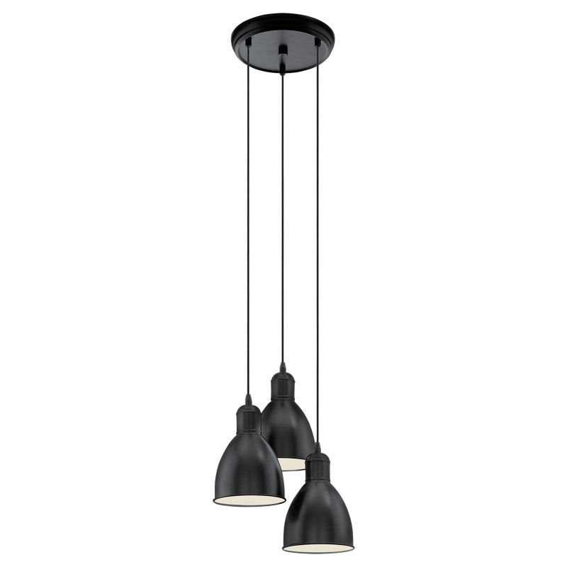 Lustre Priddy noir E27 3 x 60 W EGLO