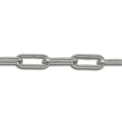 Chaine droite soudée avec maille longue en acier zingué Ø 4 mm au mètre CHAPUIS