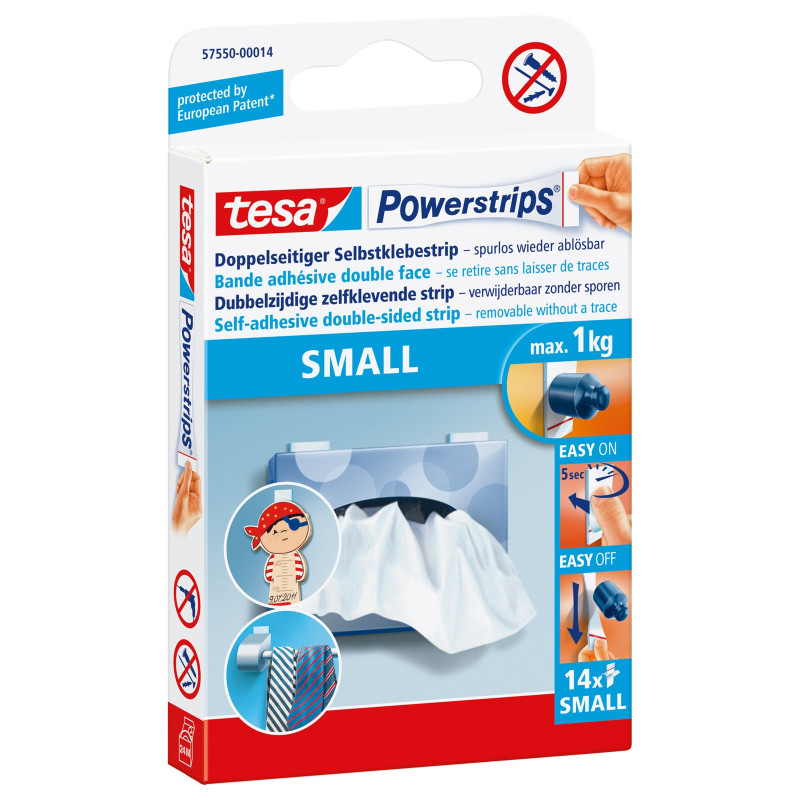 Bande adhésive double face Powerstrips Small 14 pièces TESA