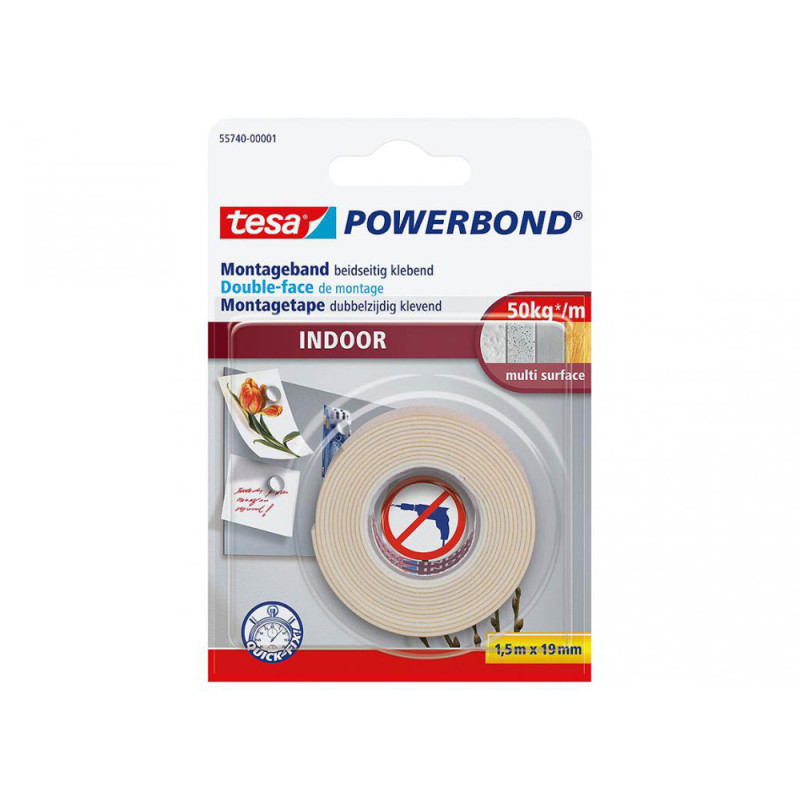 Double-face de montage Indoor Powerbond 1,5 m x 19 mm TESA