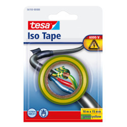 Adhésif Iso Tape jaune et vert 10 m x 15 mm TESA