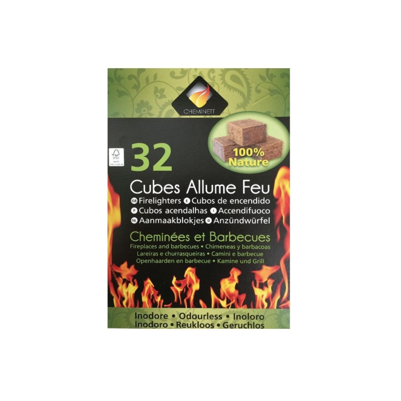 Allume-feu en cubes par 32 CHEMINETT, 1108083, Chauffage Climatisation et  VMC