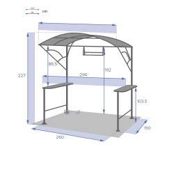 Abri pour barbecue Neiba 2,96 x 1,5 x 2,27 m