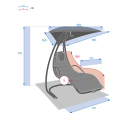 Lit suspendu Majorque ardoise