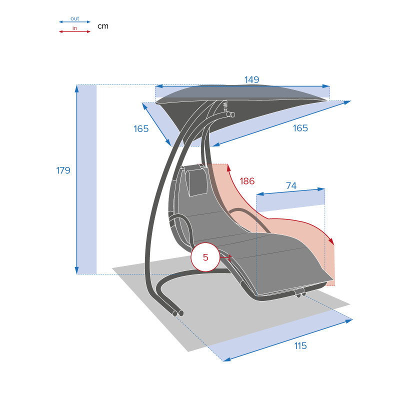 Lit suspendu Majorque ardoise
