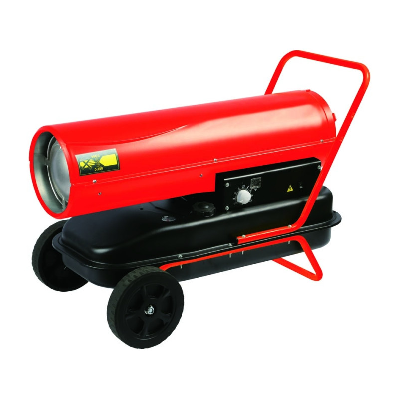 Canon à Chaleur Diesel 30 KW Avec Roues - Pour Chauffage Garage, Chantier, Serre - Débit 720 M³/h, Réservoir 35 L, Thermostat