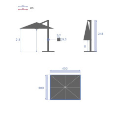 Parasol déporté inclinable Soly noisette 3 x 4 m Parasol déporté inclinable Soly noisette 3 x 4 m