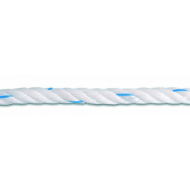 Corde en polypropylène fibrillé blanche et bleue Ø 6 mm au mètre CHAPUIS