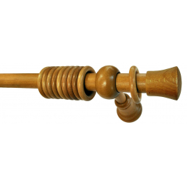 Kit tringlerie en bois Ø 28 mm pommeau court avec support réglable et anneaux chêne 2 m MOBOIS