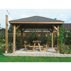 Pavillon en bois SOLID 3,47 x 3,47 m - Montage facile | SOLID