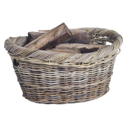 Porte-bûches Ovale en Rotin – Rangement Élégant | PRACTO HOME