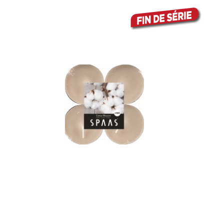 Bougie chauffe-plats Maxi fleurs de coton 4 pièces