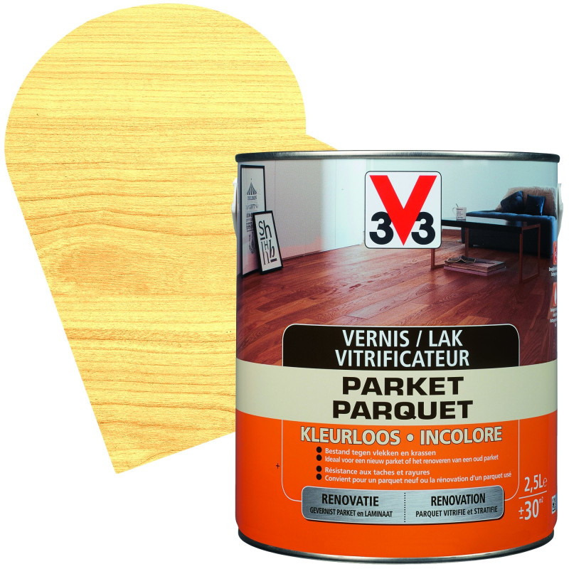 Vernis vitrificateur Parquet incolore satiné 2,5 L V33