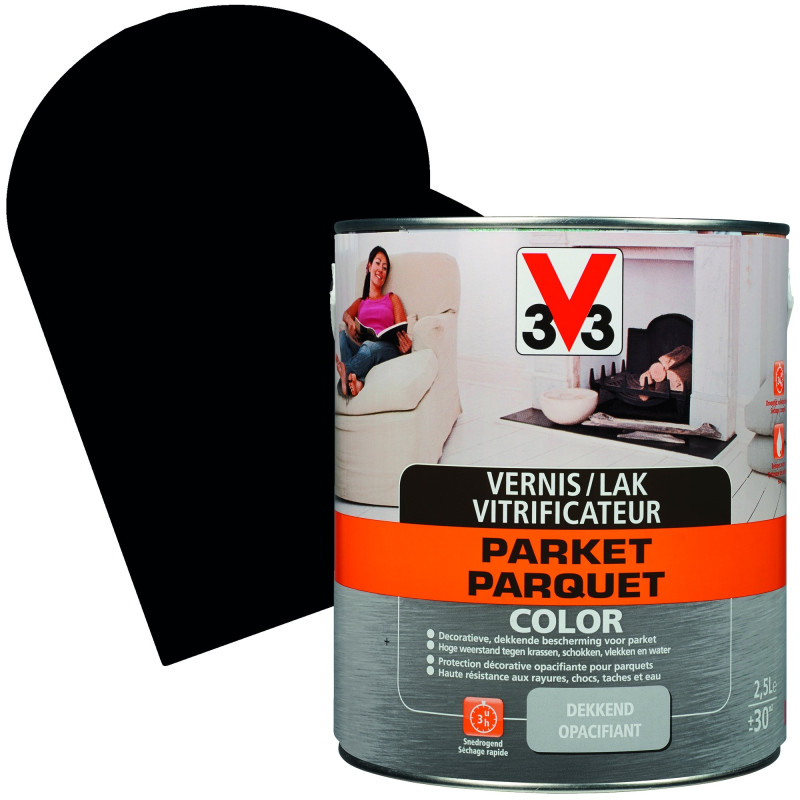 Vernis vitrificateur Parquet Color noir satiné 2,5 L V33