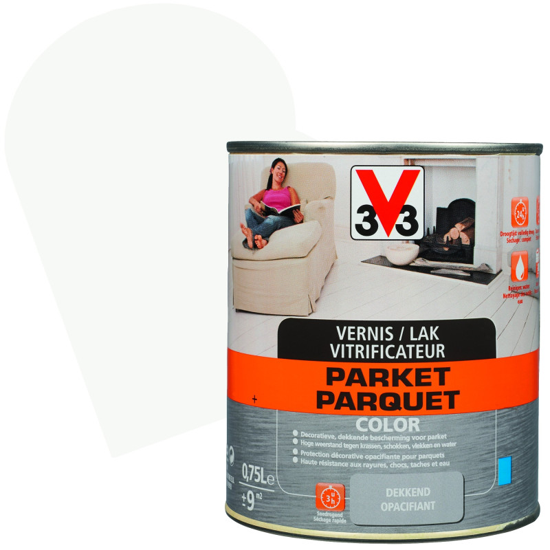 Vernis vitrificateur Parquet Color blanc satiné 0,75 L V33